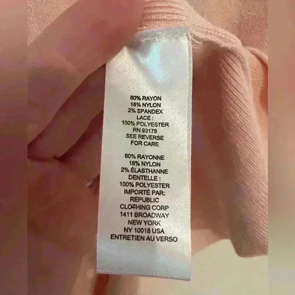 Chelsea & Theodore Pink Blush Short Sleeve Blouse Fringe Sleeves Size Large NWT - Picture 5 of 6